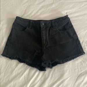 Black denim shorts
